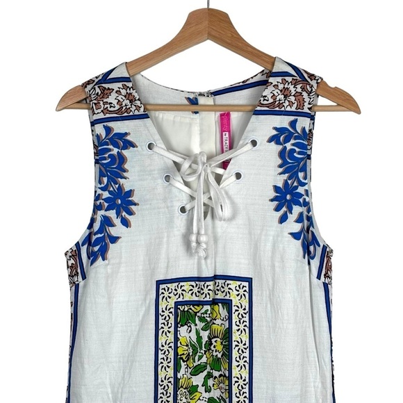 ANTHROPOLOGIE PLENTY BY TRACY REESE RKNL17 LACE UP V-NECK FLORAL SHEATH DRESS - Picture 4 of 15